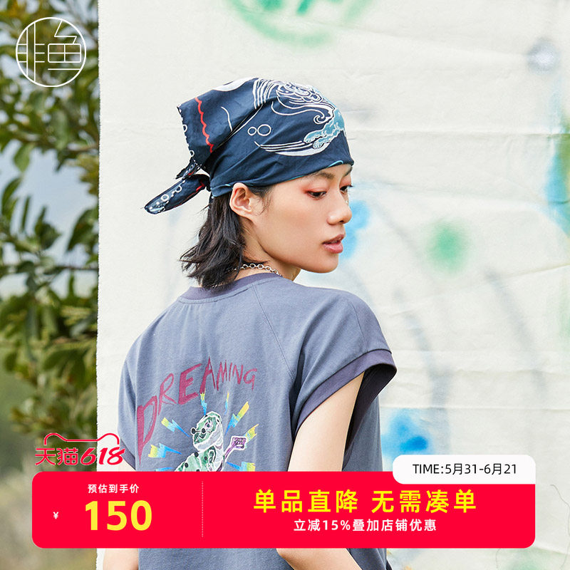 非鱼百搭多彩方巾印花新款头巾