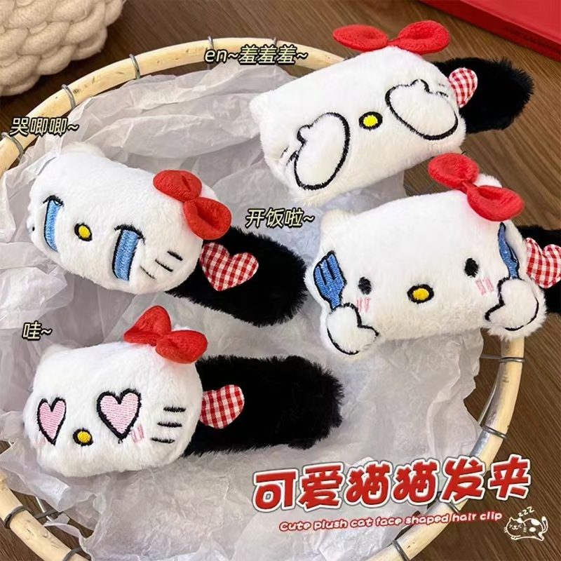 可爱卡通KT猫毛绒刘海发夹kitty