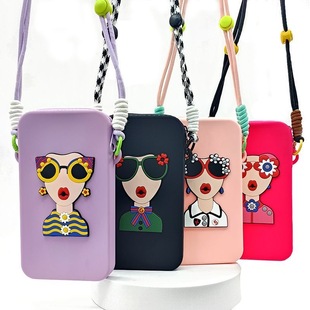 斜挎随身袋装 手机硅胶零钱包学生便携百搭耳机杂物收纳包便携式