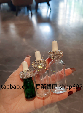 玻璃精油精华透明便携镶钻收纳瓶