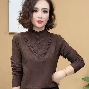 春秋季新款洋气磨毛女装妈妈上衣气质时尚秋冬长袖女士打底衫减龄
