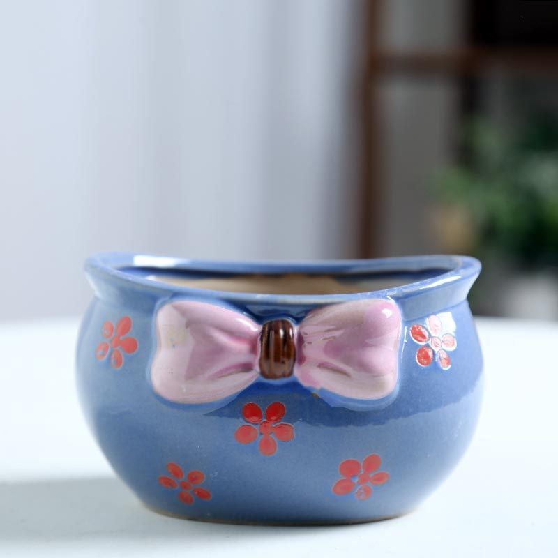 蝴蝶花清仓手绘彩绘桌面装饰透气可爱陶瓷多肉花盆特价,鲜花速递/花卉仿真/绿植园艺,花盆,淘宝优惠券,粉丝福利购,淘宝优惠卷