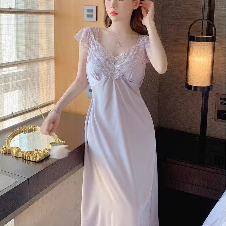 新款睡衣女夏季冰丝性感蕾丝纯欲风吊带胸垫中裙睡裙家居服,女士内衣/男士内衣/家居服,睡袍/浴袍,淘宝优惠券,粉丝福利购,淘宝优惠卷