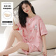 卡通学生休闲家居服宽松大码 套甜美带胸垫韩版 夏天 短袖 睡衣女夏季