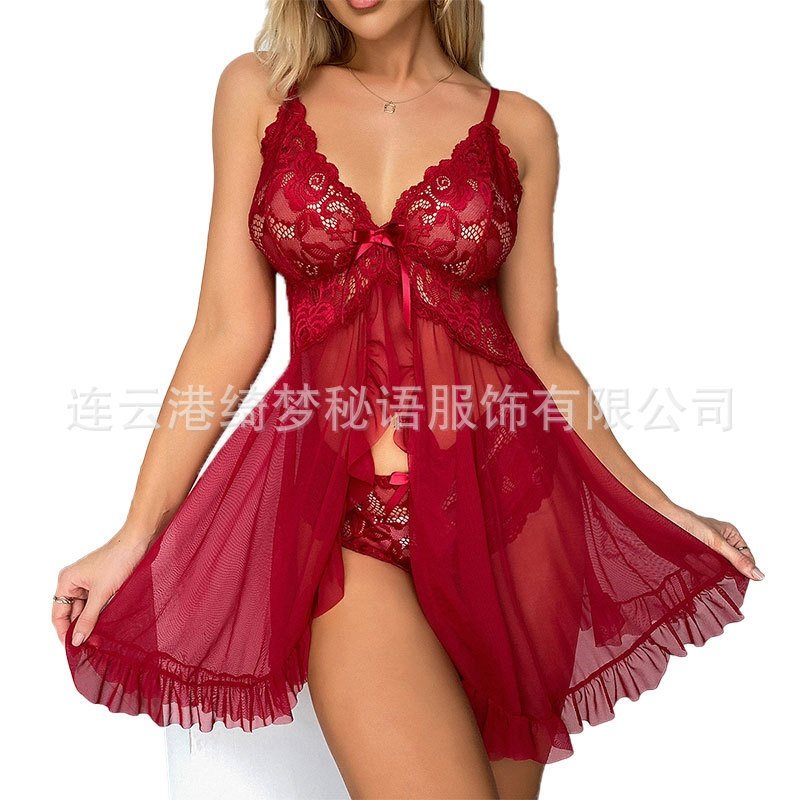 欧美睡衣女士蕾丝吊带性感家居服夏季网纱裙亚马逊跨境女,女士内衣/男士内衣/家居服,睡袍/浴袍,淘宝优惠券,粉丝福利购,淘宝优惠卷