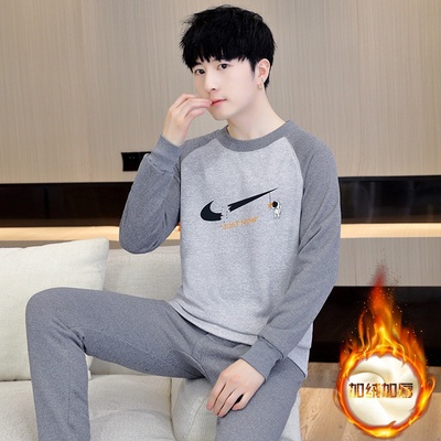 秋衣秋裤保暖内衣套装男时尚防寒青少年学生秋冬季加绒加厚打底衫