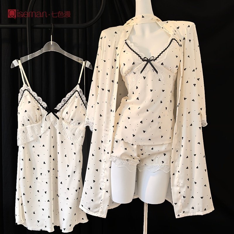 吊带睡裙女夏季冰丝小性感法式花边短裙带胸垫新款丝绸家居服女士,女士内衣/男士内衣/家居服,睡袍/浴袍,淘宝优惠券,粉丝福利购,淘宝优惠卷