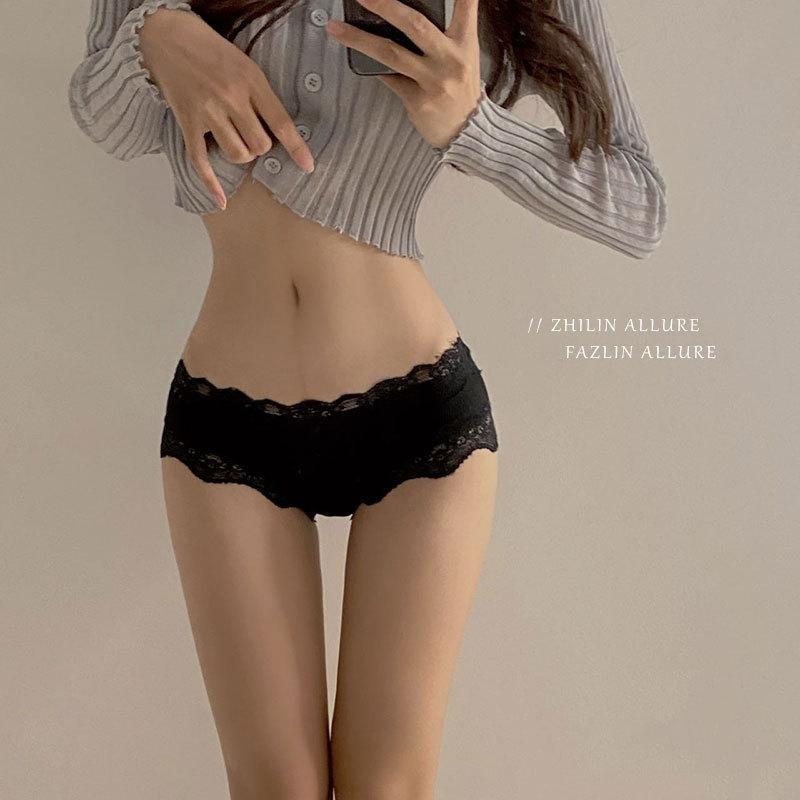 性感蕾丝边内裤女士镂空纯欲低腰柔软日系内裤女