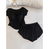 外穿家居服夏天套装 超手感莫代尔 短袖 新款 棉韩系睡衣女士春夏季