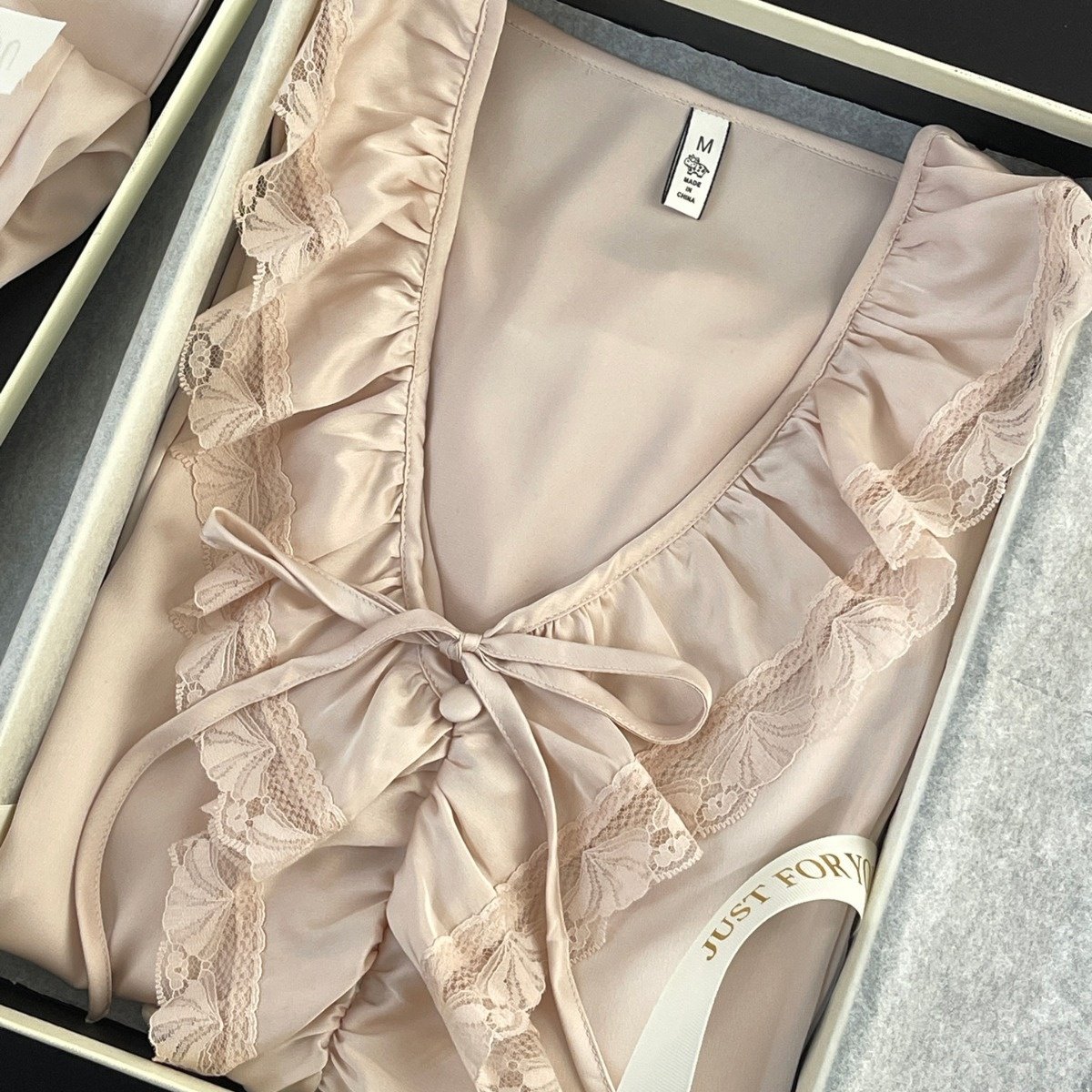 日本gp睡衣女春秋季缎面冰丝长袖套装粉色宫廷风家居服睡裙