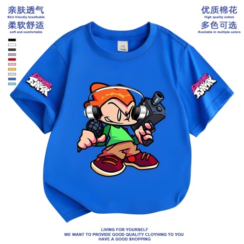 周五夜放克T恤衣服纯棉短袖儿童套装男女童fnf黑色星期五之夜周边