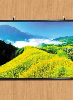 春天自然风景光绿色植物云雾室内和风书房客餐厅过道走廊装饰挂画