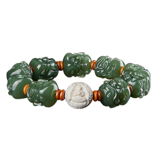 十八罗汉和田玉手串男士盘玩猛犸象牙无相佛女款文玩手链佛珠念珠