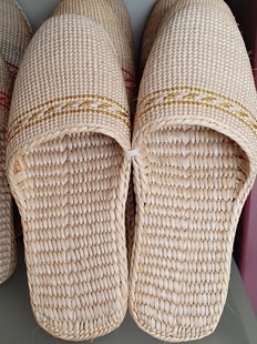 精编织手工草编拖鞋凉拖鞋男女透气室内防臭居家蒲草环保手工健康