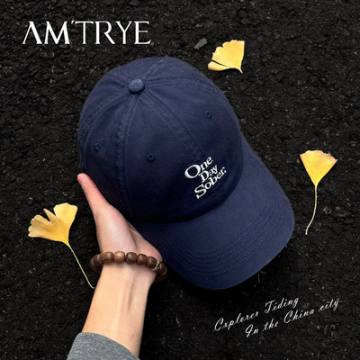 AMTRYE 原创字母鸭舌帽大头围帽子刺绣遮阳弯檐帽棒球帽小众遮阳