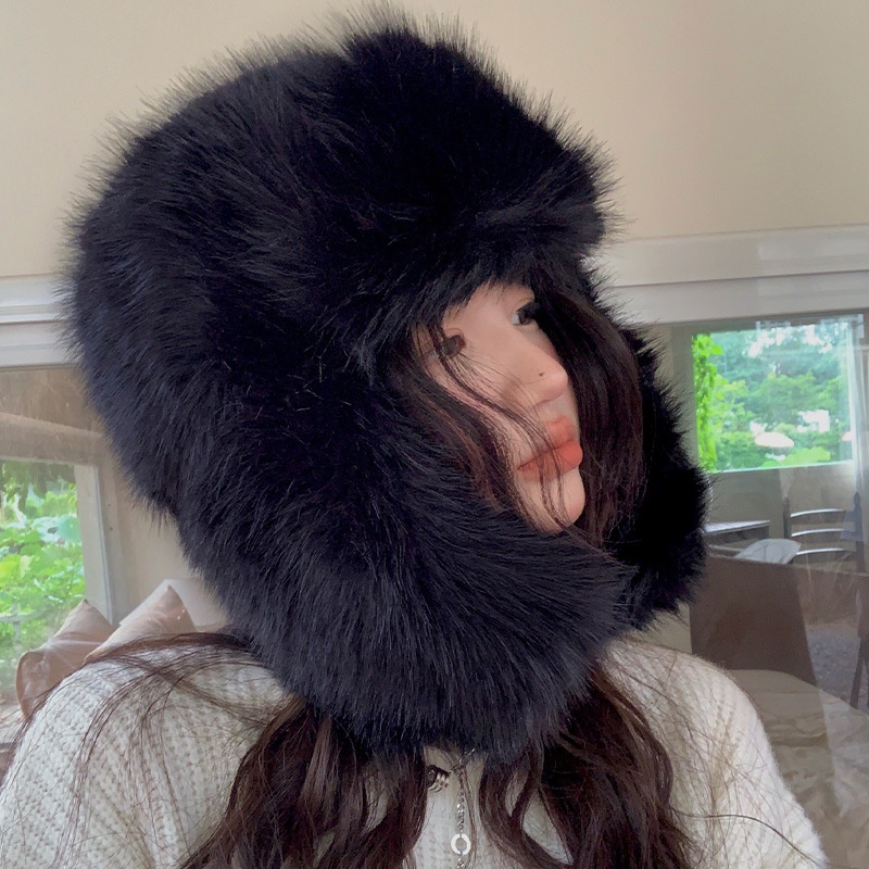 ins仿貂绒雷锋帽女冬毛绒绒北方东北加绒厚滑雪防寒保暖护耳帽子