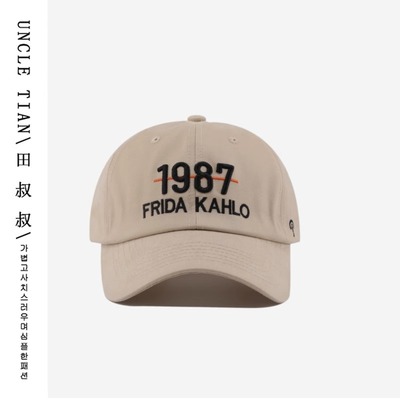 1987字母刺绣帽子女软顶大头围棒球帽男时韩版百搭学生鸭舌帽潮