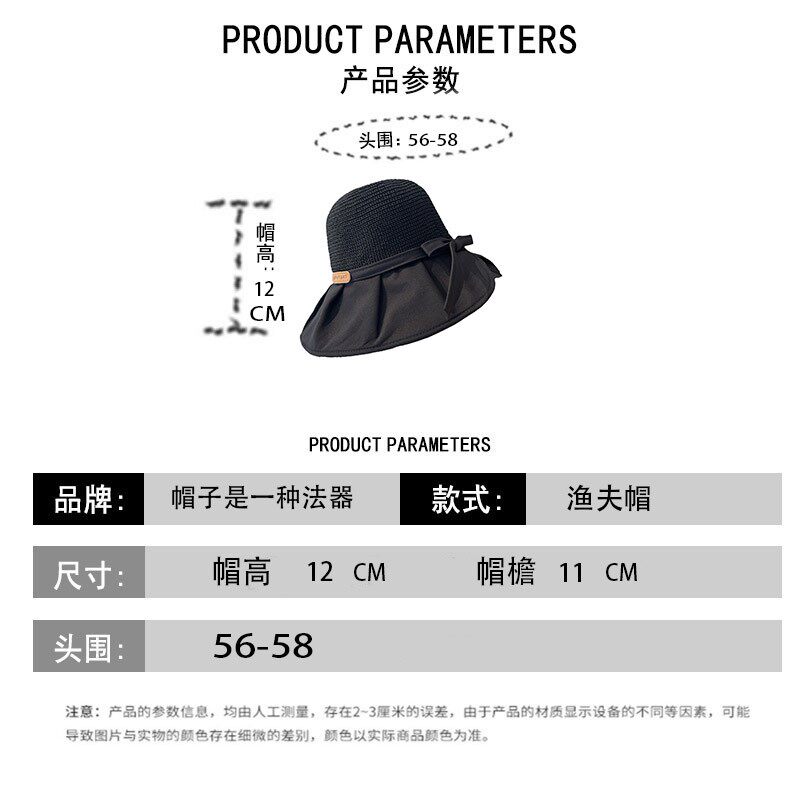 HONG KONG PURCHASING SPRING AND SUMMER NEW BREATHABLE BOW SHADE FISHERMAN HAT WOMENS SUNSCREEN TRAVEL BIG BRIM BASIN HAT TIDE