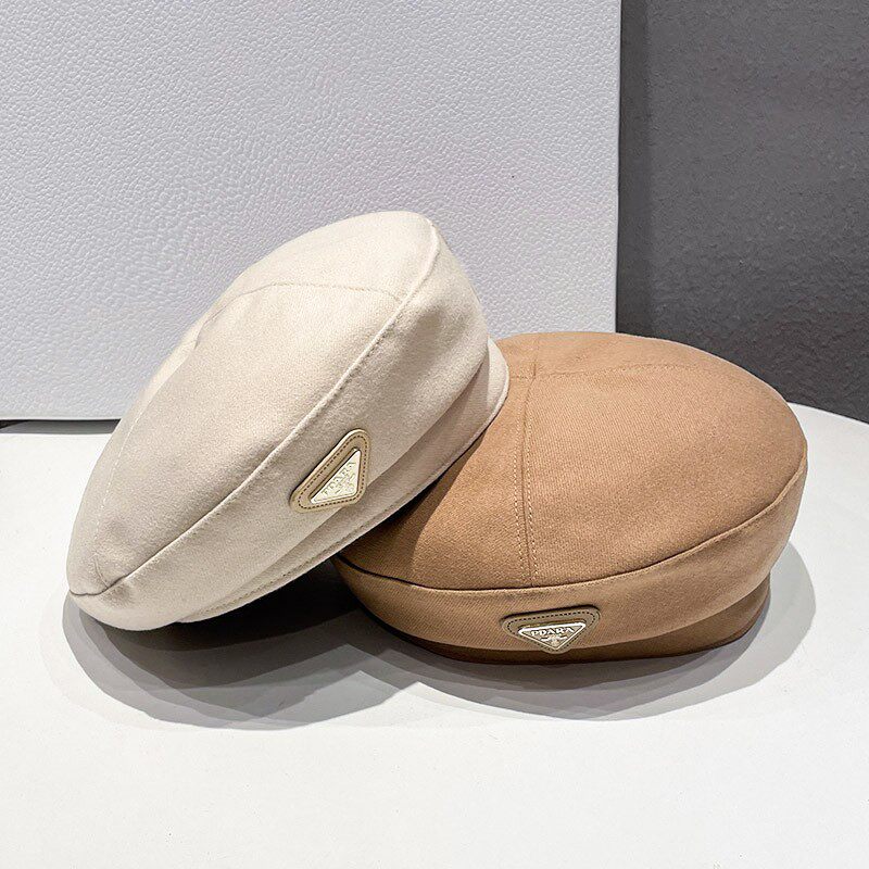 HONG KONG PURCHASING KOREAN VERSION OF INVERTED TRIANGLE MARK VERSATILE BERET HAT FEMALE BRITISH RETRO SPRING AND AUTUMN PAINTER BUD HAT