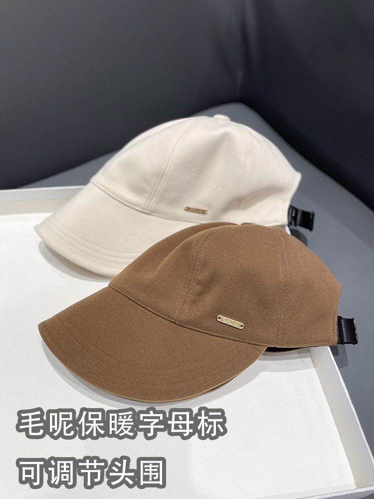 HONG KONG PURCHASING ZHAO LUSI THE SAME WOOLEN SMALL LABEL FISHERMANS HAT WOMENS AUTUMN AND WINTER SHORT-BRIMMED VERSATILE EQUESTRIAN HAT BASIN HAT