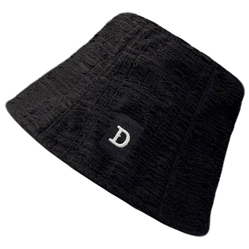 HONG KONG PURCHASING KOREAN VERSION OF INS PLEATED EMBROIDERY D LETTER FISHERMAN HAT WOMENS SPRING AND AUTUMN VERSATILE FASHION BUCKET BASIN HAT TIDE
