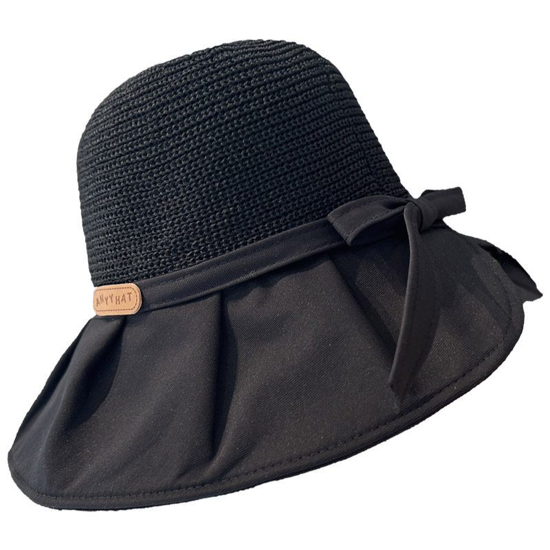 HONG KONG PURCHASING SPRING AND SUMMER NEW BREATHABLE BOW SHADE FISHERMAN HAT WOMENS SUNSCREEN TRAVEL BIG BRIM BASIN HAT TIDE
