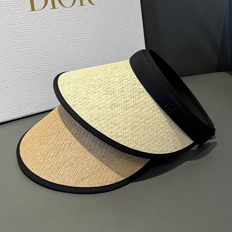 HONG KONG PURCHASING ANTI-ULTRAVIOLET FACE COVER EMPTY HAT WOMENS SUMMER STRAW VINYL SUNSCREEN STRAW HAT LARGE BRIM SUNSHADE HAT
