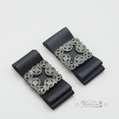 钻扣色入缎带蝴蝶结鞋夹8cm