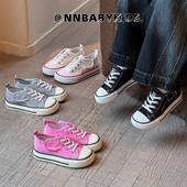 软底幼儿园室内鞋 学生小白鞋 春秋男女童低帮板鞋 儿童芒果头帆布鞋