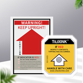 TILTXINKE黄色防震标签进口物流运输监测倾斜防震防撞防冲击标签