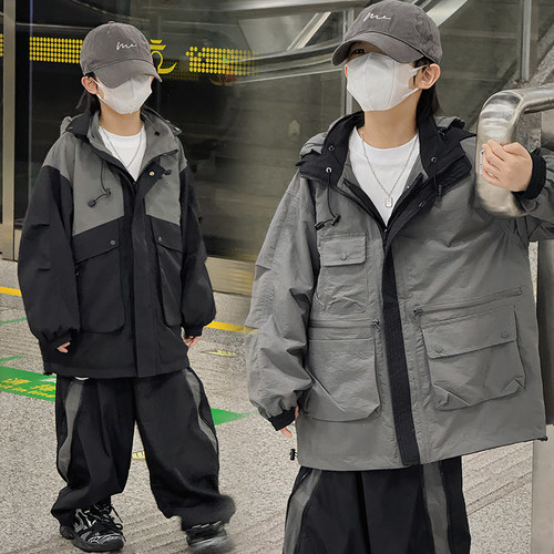 男童冲锋春秋季双面穿外套2026新款胖宝宝儿童男孩春装上衣外出服