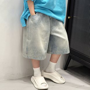 中大童小男孩宽松百搭五分裤 儿童裤 2025新款 子男童牛仔短裤 潮 夏款