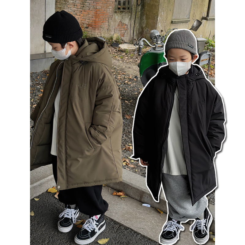 奶油布丁男童加长棉袄棉服