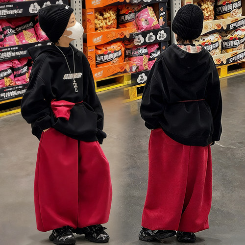 男童秋装字母连帽卫衣潮范外套2025新款儿童洋气帽衫男孩针织上衣