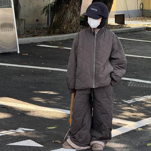 奶油布丁男童保暖棉服外套套装