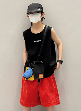 男童背心儿童无袖t恤男宝宝夏装男孩上衣夏季薄款黑色夏款中大童