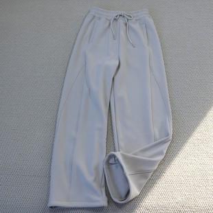 可束脚休闲裤 女士秋冬加绒弯刀阔腿裤 女宽松显瘦慵懒感高腰运动裤