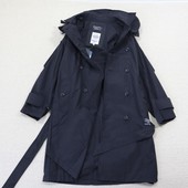 外贸黑色双排扣风衣外套女春秋新款 连帽风衣外套 高级感中长款