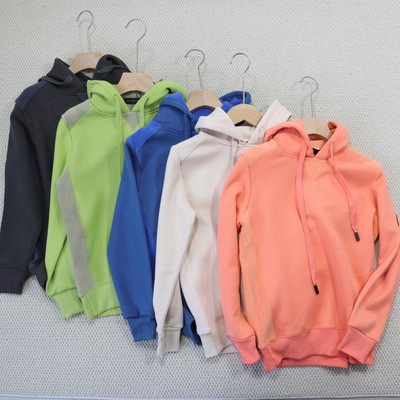 高质量一体绒糖果色卫衣女洋气拼接时尚百搭连帽摇粒绒保暖卫衣