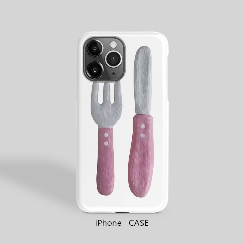 韩风粉色刀叉磁吸二合一苹果167promax手机壳16Promax小众15Pro磨砂11小米14简约潮牌个性超薄新款软壳全包xs