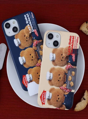 姜妍同款烘焙小熊磁吸二合一适用苹果16Promax手机壳新款15promax不撞壳黄色可爱熊熊小众高级软壳华为小米14