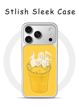 [Magsafe磁吸]可爱黄色篮子猫咪适用苹果17Promax手机壳16Promax小众高级感电镀银亚克力15肤感玻璃新款软边1