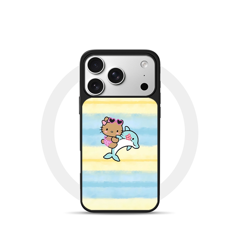 海豚黑皮KT猫适用苹果18promax磁吸手机壳潮牌iPhone17promax电镀银新款亚克力软边16个性小米17不撞壳肤感玻
