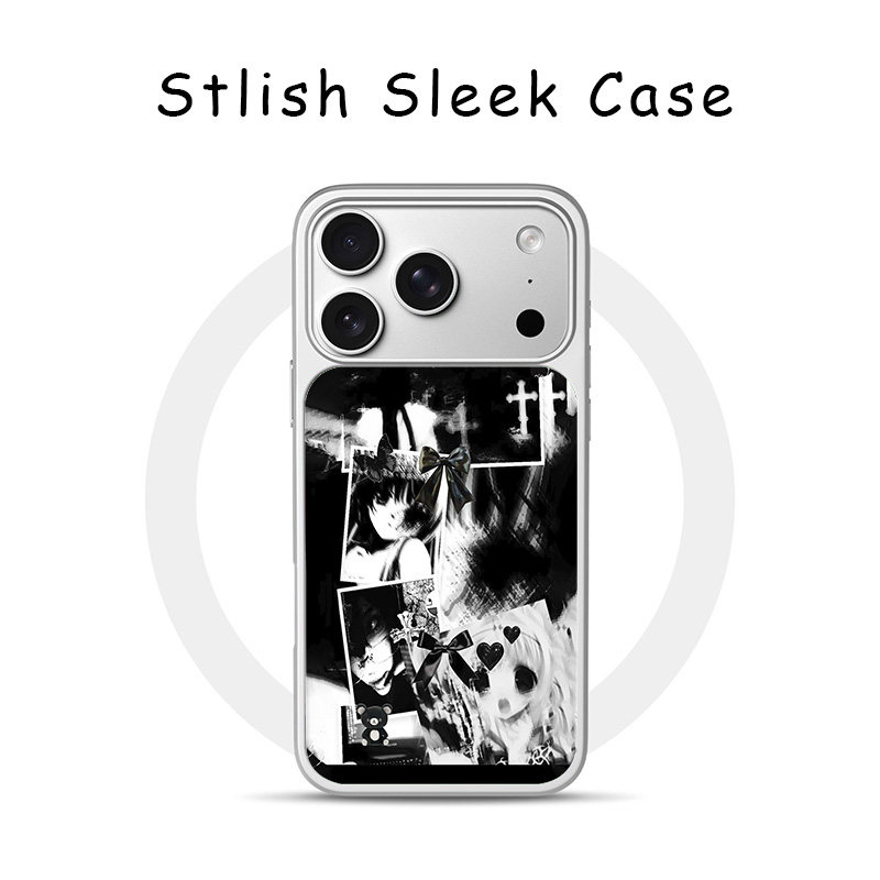 [Magsafe磁吸]暗黑风古早少女适用苹果17Promax手机壳16Promax高级感电镀银亚克力15肤感玻璃潮牌可爱新款14