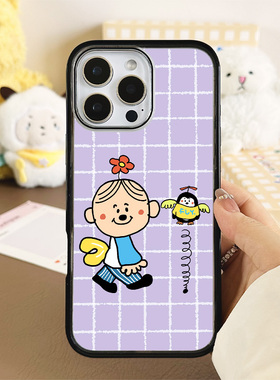 [Magsafe磁吸]新款紫色花花三毛适用苹果17Promax手机壳16Promax小众15高级感14不撞壳黑边亚克力防摔小众17p