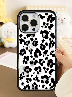 [Magsafe磁吸]新款白色豹纹适用苹果17Promax手机壳16Promax小众15高级感14不撞壳黑边亚克力防摔小众17pro