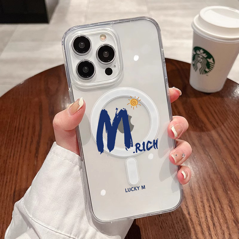 太阳蓝色字母适用苹果16Promax手机壳iPhone15Promax全包软壳14Pro磁吸充电13透明保护套12高级感11防摔硅胶x