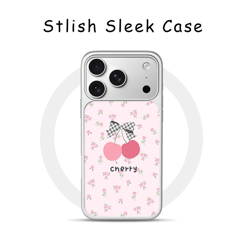 [Magsafe磁吸]可爱小碎花粉樱桃适用苹果17Promax电镀银手机壳16Promax小众高级感不撞壳电镀银亚克力软边,3C数码配件,手机保护套/壳,淘宝优惠券,粉丝福利购,淘宝优惠卷
