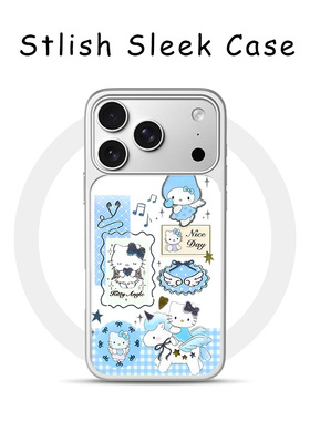 [Magsafe磁吸]可爱蓝色凯蒂猫适用苹果17Promax手机壳16Promax小众高级感电镀银亚克力15肤感玻璃新款软边17p