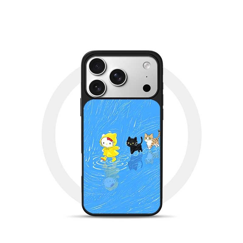 雨衣KT猫适用苹果18promax磁吸手机壳潮牌iPhone17promax电镀银新款亚克力软边16个性小米17不撞壳肤感玻璃